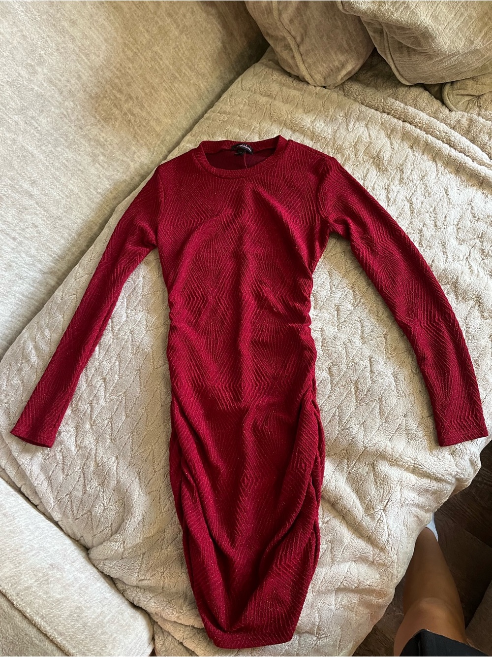 Long Sleeve Red Bodycon Dress